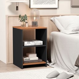 Mesa de Cabeceira 2 Prateleiras Dubai Preto/freijó - 1