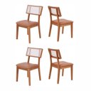 Ver imagem 1 de Kit 4 Cadeiras de Jantar Madeira Maciça Rattan Natural Estofadas Siena Espresso Móveis