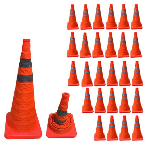 Cone Sinalizaçao Retratil Portatil Kit 27 Uni Dobravel Obra Transito Trafego Segurança Balizador Eme
