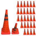 Ver imagem 1 de Cone Sinalizaçao Retratil Portatil Kit 27 Uni Dobravel Obra Transito Trafego Segurança Balizador Eme