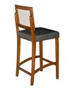Ver imagem 4 de Kit 3 Banquetas Alta Roma Rattan Luxo Balcão Sacada Pés em Madeira Maciça Premium Banco Cor Cinza