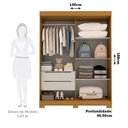 Ver imagem 3 de Guarda-roupa Infantil 2 Portas de Correr 100% MDF 140cm Lunara Espresso Móveis