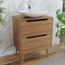 Ver imagem 2 de Gabinete para Banheiro 60 Cm com 2 Gavetas Bn3639 Amendoa Tecno Mobili