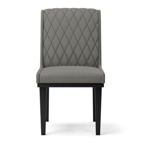 Cadeira Sala de Jantar Base Madeira Preto Kit 8 Sofia Suede D03 - D'Rossi Cor Grafite