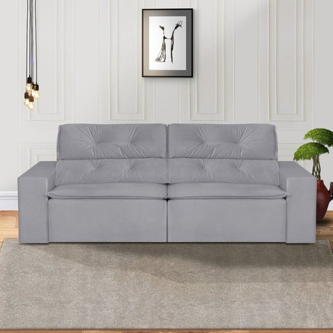 Sofá 3 Lugares 210cm Ivory Cinza