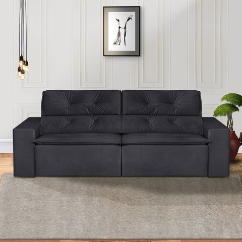 Sofá 3 Lugares 210cm Ivory Preto
