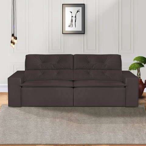 Sofá 3 Lugares 210cm Ivory Marrom