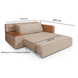 Sofá Cama Panamá Compose Linho 2 Lugares Império Estofados Bege - 2