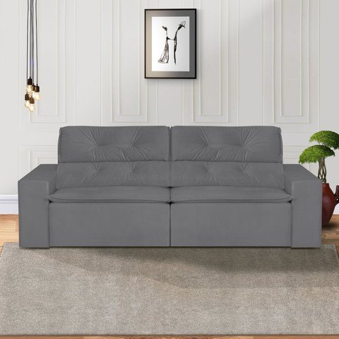 Sofá 3 Lugares 210cm Ivory Cinza Chumbo