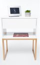 Ver imagem 1 de Kit 2 Mesas de Cabeceira Industrial Off White Eco 50cm Base Dourada - Enviamos Montado