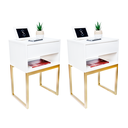 Ver imagem 3 de Kit 2 Mesas de Cabeceira Industrial Off White Eco 50cm Base Dourada - Enviamos Montado