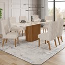 Ver imagem 1 de Mesa de Jantar 8 Lugares Legacy com Vidro Nature/off White/linho - Panorama Móveis