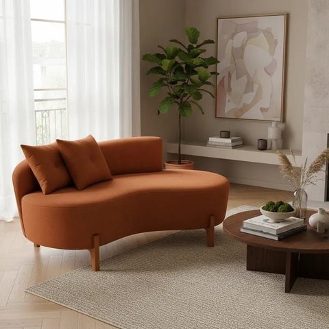 Sofá Curvo Orgânico 1,50cm - Terracota -belufan Móveis