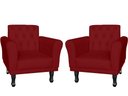Ver imagem 1 de Kit 2 Poltronas Decorativa Classic Suede Marsala Pés Madeira Mz Decor