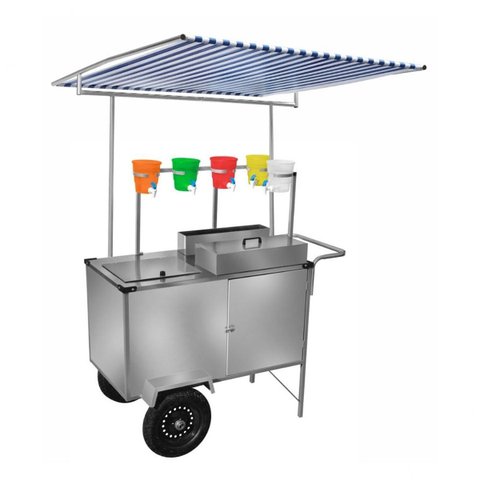 Carrinho de Raspadinha Inox com Toldo e Rodas Pneumáticas Cefaz