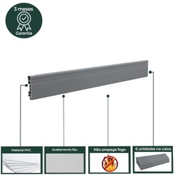 Rodapé de PVC 7cmx15mmx2,40m Master 6 UN AZN - Cinza - 6