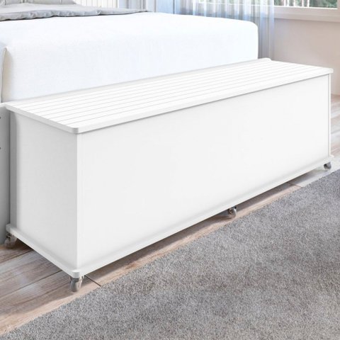 Banco Baú Luca Mdp/mdf com Porta Basculante 6 Pés Rodízios Branco Casa D