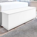 Ver imagem 1 de Banco Baú Luca Mdp/mdf com Porta Basculante 6 Pés Rodízios Branco Casa D