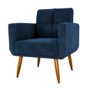 Ver imagem 1 de Poltrona Decorativa Malaga Veludo Azul 69cm para Sala Escritório Quarto e Recepção