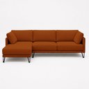 Ver imagem 5 de Sofá Sala de Estar Atena Chaise Esquerdo Pés de Ferro 254cm 4 Lugares Linho Terracota M1 - Monari de