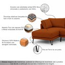 Ver imagem 3 de Sofá Sala de Estar Atena Chaise Esquerdo Pés de Ferro 254cm 4 Lugares Linho Terracota M1 - Monari de