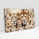 Ver imagem 2 de Quadro Decorativo Florido Família Leão e Leoa com Filhote Sala Quarto Casa Escritório 60x90