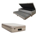 Ver imagem 1 de Cama Box Baú Solteiro com Auxiliar (Bicama) + Colchão Cloud Molas Ensacadas c/Pillowtop 32cm | Kit C