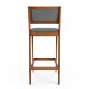 Ver imagem 5 de Kit 02 Banquetas Altas Lenna 99cm em Madeira e Encosto Estofado Linho Cinza - Desk Design