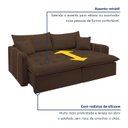Ver imagem 4 de Sofá Cama Retrátil e Reclinável 3 Lugares Veludo Marrom Michigan 200cm Yescasa