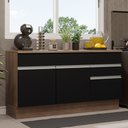 Ver imagem 1 de Balcão Gabinete de Pia Armário de Cozinha 150 cm 2 Gavetas 2 Portas (Com Tampo) Rustic/Preto Glamy Madesa