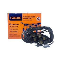 Varal de Luzes 20 Metros Bocal E-27 Bivolt sem Lampadas Foxlux - 4