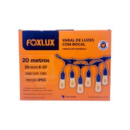 Varal de Luzes 20 Metros Bocal E-27 Bivolt sem Lampadas Foxlux - 8