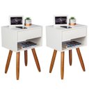 Ver imagem 2 de Kit 2 mesas de cabeceira Retro OFF WHITE 60cm de altura pés castanhos - enviamos montada