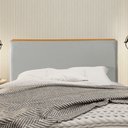 Ver imagem 2 de Cabeceira Cama Box Queen 1,60m Estofada Detalhe em Madeira Java Veludo Cinza Claro
