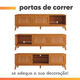 Rack Bancada para Tv até 65 Polegadas 1,80m Ripado Impressão 3d 2 Portas Cedro King Edn - 6