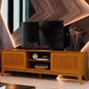 Ver imagem 2 de Rack Bancada para Tv até 65 Polegadas 1,80m Ripado Impressão 3d 2 Portas Cedro King Edn