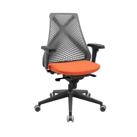 Cadeira de Escritório Presidente Bix X+ Sincron Tela Respirável Encosto Reclinável Laranja com