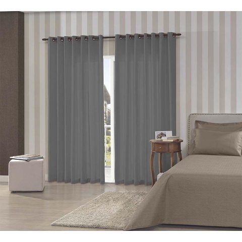 Cortina Rustica 3,00x1,70 Pantex/Titanio Bella Janela