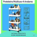 Ver imagem 6 de Prateleira Multiuso 4 Andares Estante Rodinhas Facil Montar Cor:branco