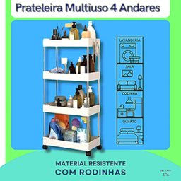 Prateleira Multiuso 4 Andares Estante Rodinhas Facil Montar Cor:branco - 6