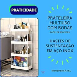 Prateleira Multiuso 4 Andares Estante Rodinhas Facil Montar Cor:branco - 5
