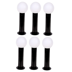 Poste Balizador Luminária Globo Jardim 45cm Preto Kit 6