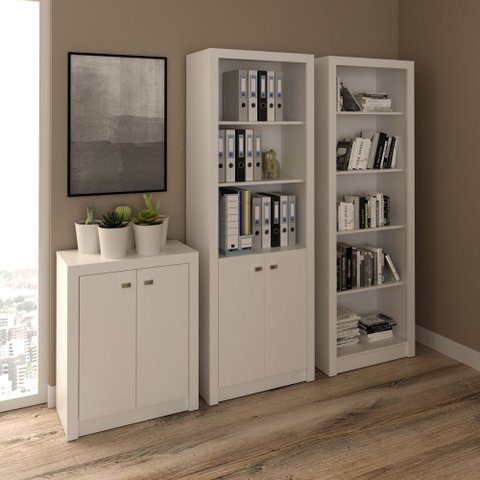 Conjunto com Armário de Escritório 03 pç CJ43018-040 Tecno Móbili - Branco