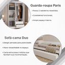 Ver imagem 3 de Conjunto Quarto Sofá-Cama Duo com Cama Auxiliar + Guarda-Roupa Paris 4 Portas 2 Gavetas - Branco