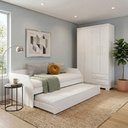 Ver imagem 6 de Conjunto Quarto Sofá-Cama Duo com Cama Auxiliar + Guarda-Roupa Paris 4 Portas 2 Gavetas - Branco