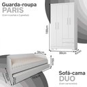 Ver imagem 4 de Conjunto Quarto Sofá-Cama Duo com Cama Auxiliar + Guarda-Roupa Paris 4 Portas 2 Gavetas - Branco