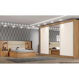 Guarda Roupa Casal 3 Portas de Correr e 6 Gavetas c/ 1 Espelho Toronto Branco - Europa - 5