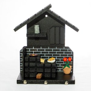 Porta Chaves de Madeira Casinha Mineira Decoração P Preto