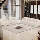 Ver mais imagens de Sofá 4 Lugares Curvo Orgânico com 02 Poltronas Living 280cm Barolo L06 Linho Mescla