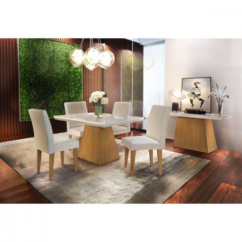 Conjunto Sala de Jantar Luna 120 4 Cadeiras Grécia